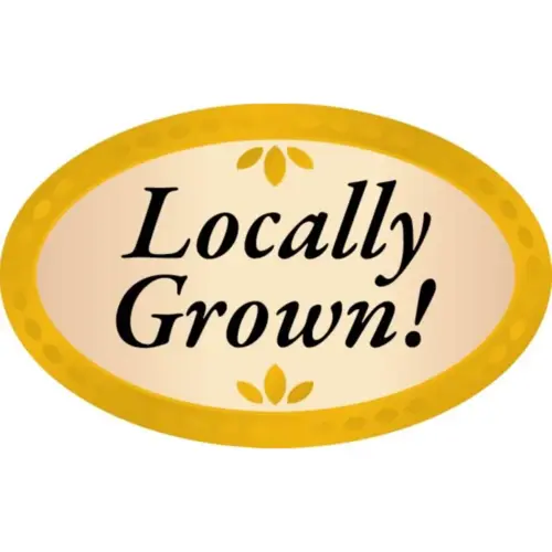 Locally Grown! Produce Flavor Label 1.25X2 IN Oval 4 Color Process - pack of 500 Locally Grown! Produce Flavor Label 1.25X2 IN Oval 4 Color Process - pack of 500