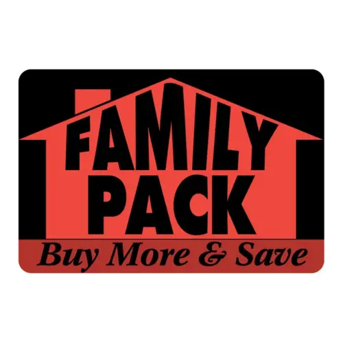 Family Pack Meat Value Family Label Large (LG) 3X2 IN Black Fluorescent Red With House - pack of 500 Family Pack Meat Value Family Label Large (LG) 3X2 IN Black Fluorescent Red With House - pack of 500