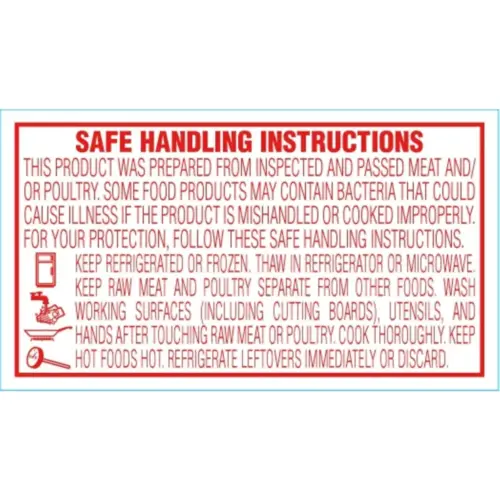 Safe Handling Meat Safety Label 1X1.75 IN Red - pack of 1000 Safe Handling Meat Safety Label 1X1.75 IN Red - pack of 1000