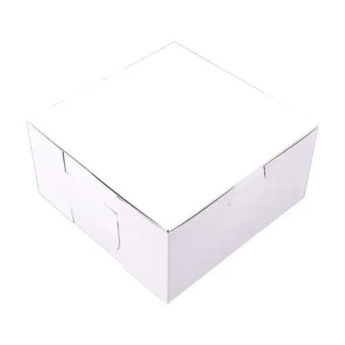 Bakery Box 6X6X3 IN Clay-Coated Kraft Board White Kraft Square Lock Corner Tuck Top - pack of 250 Bakery Box 6X6X3 IN Clay-Coated Kraft Board White Kraft Square Lock Corner Tuck Top - pack of 250