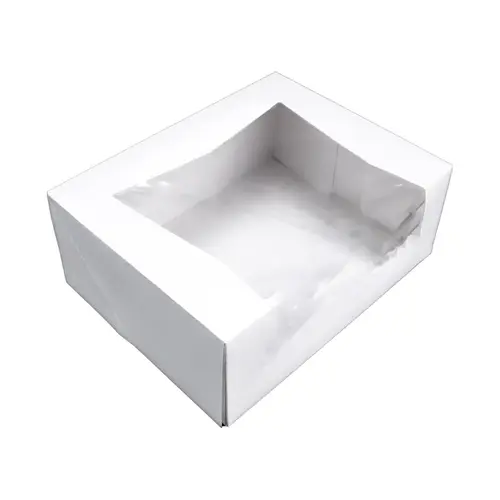 Bakery Box 9X7X3.5 IN SBS Paperboard White Rectangle 6 Corner Beers With Window - pack of 200 Bakery Box 9X7X3.5 IN SBS Paperboard White Rectangle 6 Corner Beers With Window - pack of 200