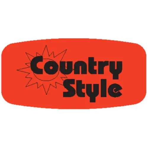Country Style Label 0.625X1.25 IN Black Fluorescent Red Short Oval - pack of 1000 Country Style Label 0.625X1.25 IN Black Fluorescent Red Short Oval - pack of 1000