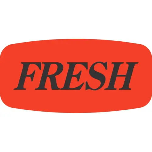 Fresh Label Black Fluorescent Red Short Oval Dayglo - pack of 1000 Fresh Label Black Fluorescent Red Short Oval Dayglo - pack of 1000