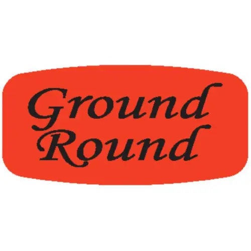 Ground Round Label 0.625X1.25 IN Black Fluorescent Red Short Oval - pack of 1000 Ground Round Label 0.625X1.25 IN Black Fluorescent Red Short Oval - pack of 1000