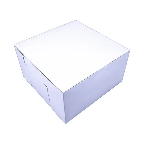 Cake Box 9X9X4 IN Clay-Coated Kraft Board White Kraft Square Lock Corner Tuck Top Without Window - pack of 200 Cake Box 9X9X4 IN Clay-Coated Kraft Board White Kraft Square Lock Corner Tuck Top Without Window - pack of 200