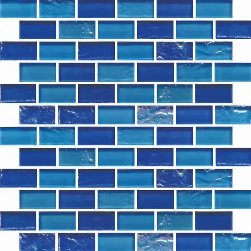 1" x 2" Surfside Texas Beaches, Glass Mosaic, 11 SQFT/Box Sold By Sheet Blue 1" x 2" Surfside Texas Beaches, Glass Mosaic, 11 SQFT/Box Sold By Sheet Blue