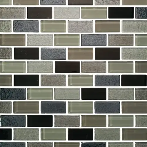 1" x 2" Tankah Riviera Maya Glass, Glass Mosaic, 22 SQFT/Box Sold By Sheet Black/Gray 1" x 2" Tankah Riviera Maya Glass, Glass Mosaic, 22 SQFT/Box Sold By Sheet Black/Gray