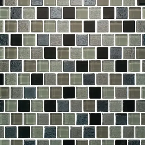1" x 1" Tankah Riviera Maya Glass, Glass Mosaic, 22 SQFT/Box Sold By Sheet Black/Gray 1" x 1" Tankah Riviera Maya Glass, Glass Mosaic, 22 SQFT/Box Sold By Sheet Black/Gray
