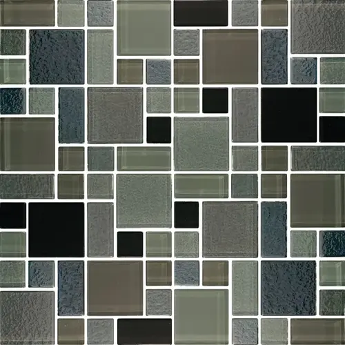 Multi Tankah Riviera Maya Glass, Glass Mosaic, 22 SQFT/Box Sold By Sheet Black/Gray Multi Tankah Riviera Maya Glass, Glass Mosaic, 22 SQFT/Box Sold By Sheet Black/Gray