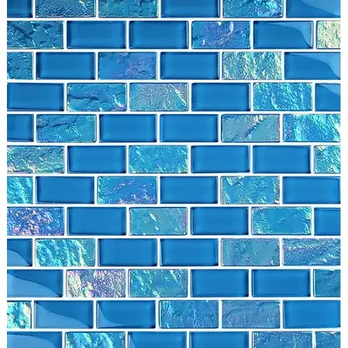 1" x 2" Hecate Lunar Glass, Glass Mosaic, 11 SQFT/Box Sold By Sheet Blue 1" x 2" Hecate Lunar Glass, Glass Mosaic, 11 SQFT/Box Sold By Sheet Blue