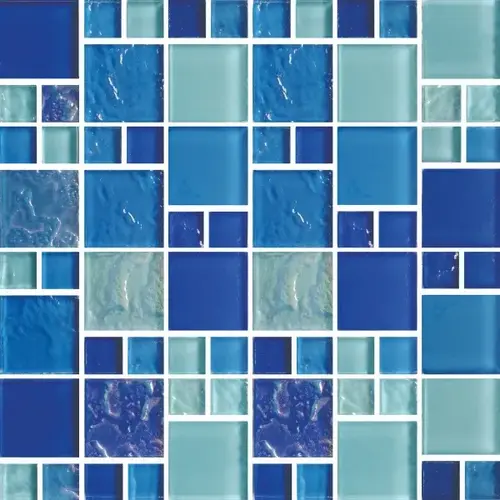 Multi Padre Texas Beaches, Glass Mosaic, 11 SQFT/Box Sold By Sheet Blue Multi Padre Texas Beaches, Glass Mosaic, 11 SQFT/Box Sold By Sheet Blue