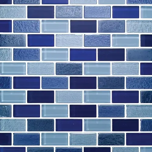 1" x 2" Tres Rios Riviera Maya Glass, Glass Mosaic, 22 SQFT/Box Sold By Sheet Blue 1" x 2" Tres Rios Riviera Maya Glass, Glass Mosaic, 22 SQFT/Box Sold By Sheet Blue
