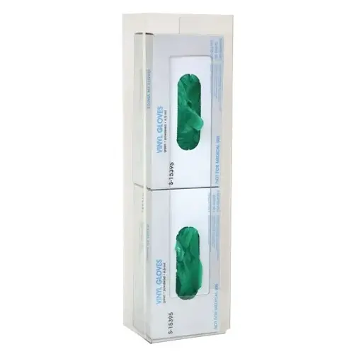 Acrylic Vertical Load Double Glove Box Holder Acrylic Vertical Load Double Glove Box Holder