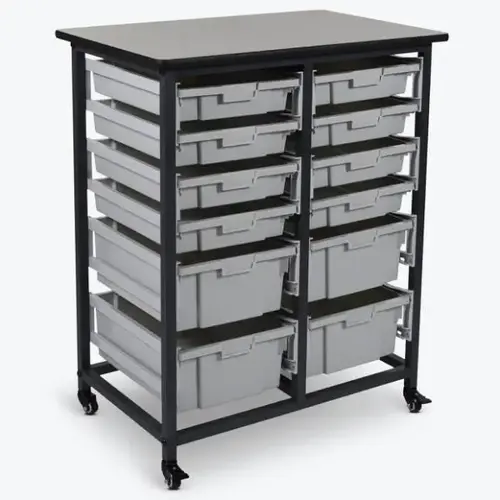 Mobile Bin Storage Unit - Double Row - Small Bins Mobile Bin Storage Unit - Double Row - Small Bins