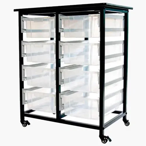 Mobile Bin Storage Unit - Double Row With Large Clear Bins Mobile Bin Storage Unit - Double Row With Large Clear Bins