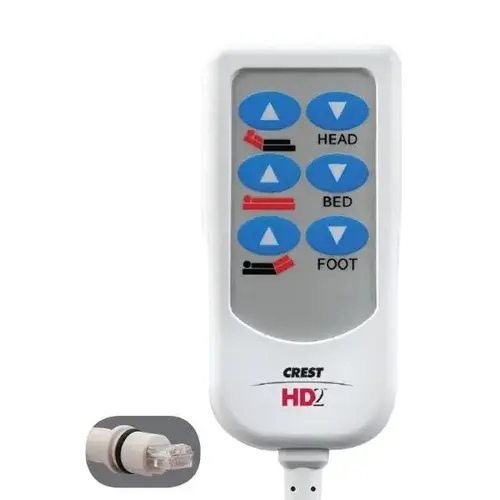 Hd2 Bed Control, 8 Foot Cord, 10-Pin Rj50, 6 Button, White Hd2 Bed Control, 8 Foot Cord, 10-Pin Rj50, 6 Button, White
