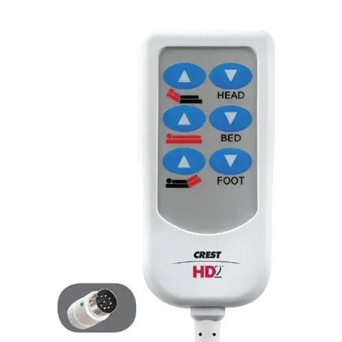 Hd2 Bed Control, 8 Foot Cord, Noa 8-Pin Din, 6 Button, White Hd2 Bed Control, 8 Foot Cord, Noa 8-Pin Din, 6 Button, White