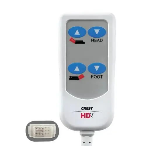 Hd2 Bed Control, 8 Foot Cord, Hill-Rom 15-Pin, 4 Button, White Hd2 Bed Control, 8 Foot Cord, Hill-Rom 15-Pin, 4 Button, White