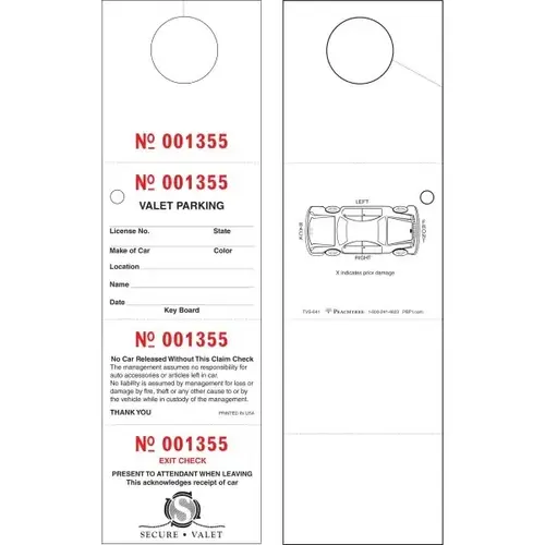 Personalized Valet Tickets, 4-Part, 2-1/2" X 8-1/2" - pack of 500 Personalized Valet Tickets, 4-Part, 2-1/2" X 8-1/2" - pack of 500