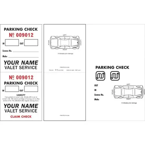 Personalized Valet Tickets, 2-Part, 2-1/2 X 6-3/4 - pack of 500 Personalized Valet Tickets, 2-Part, 2-1/2 X 6-3/4 - pack of 500