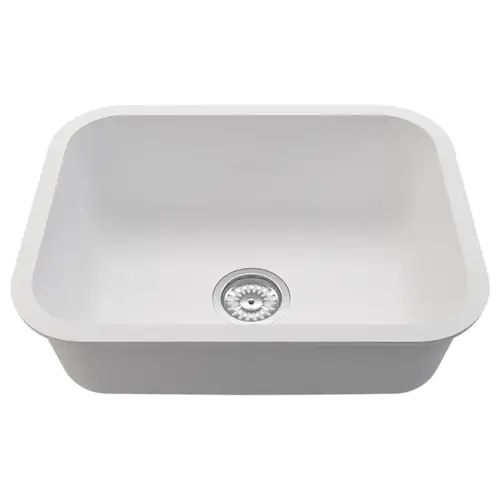 Acrylic Undermount Single Bowl Kitchen Sink, 22-11/16" x 17-1/2" x 7-7/8", Arctic White Acrylic Undermount Single Bowl Kitchen Sink, 22-11/16" x 17-1/2" x 7-7/8", Arctic White