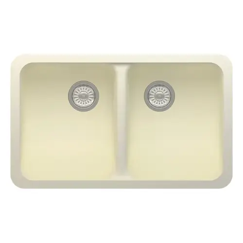 Henri Series 30-7/8"W Natural White Acrylic Kitchen Undermount Sink Double Bowl, 50/50 Split ADA Compliant Henri Series 30-7/8"W Natural White Acrylic Kitchen Undermount Sink Double Bowl, 50/50 Split ADA Compliant