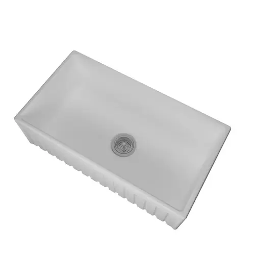 Fireclay Single Bowl Panel Front Farmhouse Kitchen Sink Kit with Reversible Apron Front, 33" x 18" x 10", White Fireclay Single Bowl Panel Front Farmhouse Kitchen Sink Kit with Reversible Apron Front, 33" x 18" x 10", White