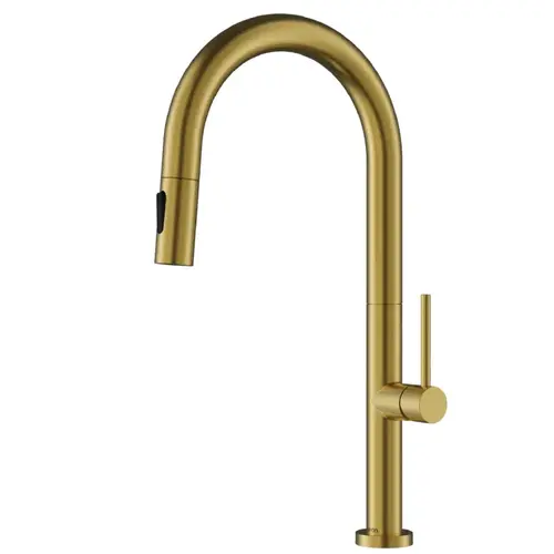 Brynford Brushed Gold Single Handle Pull-Down Sprayer Kitchen Faucet, 17-1/8", ADA Compliant - KKF730FBG Brynford Brushed Gold Single Handle Pull-Down Sprayer Kitchen Faucet, 17-1/8", ADA Compliant - KKF730FBG