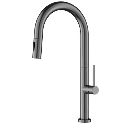 Brynford Gunmetal Gray Single Handle Pull-Down Sprayer Kitchen Faucet, 17-1/8", ADA Compliant - KKF730FGG Brynford Gunmetal Gray Single Handle Pull-Down Sprayer Kitchen Faucet, 17-1/8", ADA Compliant - KKF730FGG