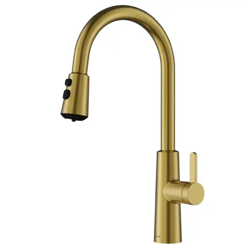 Elmsworth Brushed Gold Single Handle Pull-Down Sprayer Kitchen Faucet, 17-7/8", ADA Compliant - KKF760FBG Elmsworth Brushed Gold Single Handle Pull-Down Sprayer Kitchen Faucet, 17-7/8", ADA Compliant - KKF760FBG