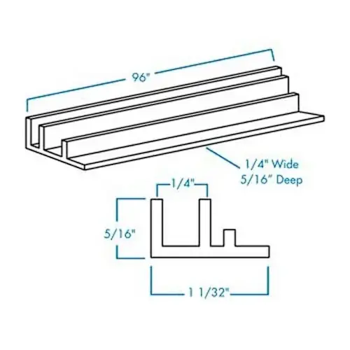 Omega Tambour Track System 96" Straight Surface Mount, Black Omega Tambour Track System 96" Straight Surface Mount, Black