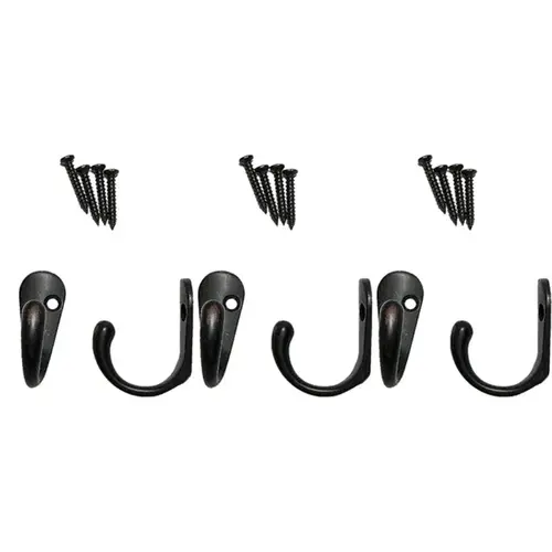 Wurth Single Prong Oil Rubbed Bronze Hook, 6-Pack Wurth Single Prong Oil Rubbed Bronze Hook, 6-Pack
