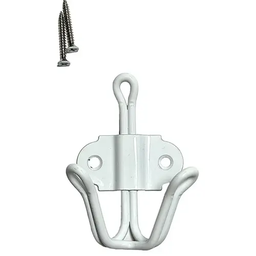 Wurth Double Prong Wire Hook, White Wurth Double Prong Wire Hook, White