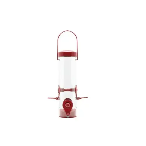 Red 2-In-1 Tube Bird Feeder Red 2-In-1 Tube Bird Feeder