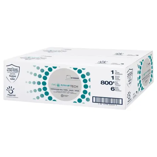 Papernet Dissolve Tech Roll Paper Towel 800 FT 1PLY Virgin Pulp Embossed Hardwound 2.01IN Core Diameter White - pack of 6 Papernet Dissolve Tech Roll Paper Towel 800 FT 1PLY Virgin Pulp Embossed Hardwound 2.01IN Core Diameter White - pack of 6