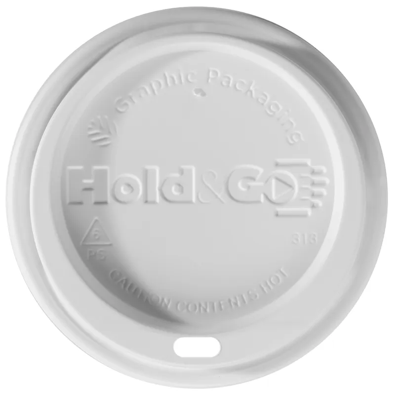 Graphic Packaging International LHDD-16 Lid Dome PS White For 12-24 OZ Hot Cup With Hole - pack of 1200