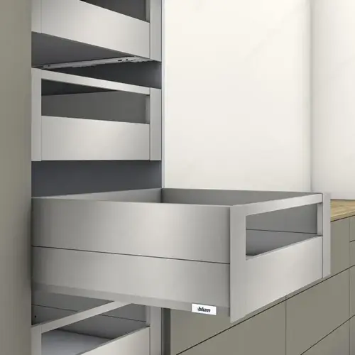 MERIVOBOX BLUMOTION BOXCAP inner draw with gallery and front piece E height Indium Gray MERIVOBOX BLUMOTION BOXCAP inner draw with gallery and front piece E height Indium Gray