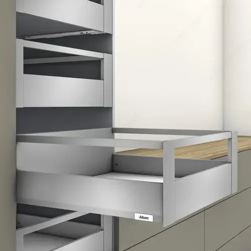 MERIVOBOX BLUMOTION inner pull-out with gallery and front piece E height Indium Gray MERIVOBOX BLUMOTION inner pull-out with gallery and front piece E height Indium Gray