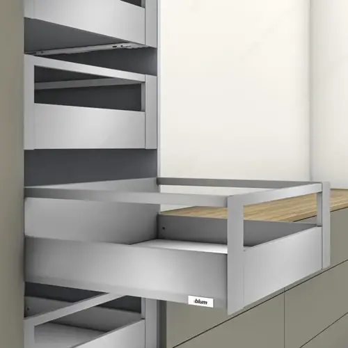 MERIVOBOX BLUMOTION inner pull-out with gallery and front piece E height Indium Gray MERIVOBOX BLUMOTION inner pull-out with gallery and front piece E height Indium Gray