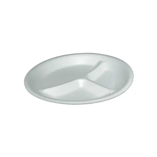 Plate 10.25 IN 3 Compartment Foam - pack of 500 Plate 10.25 IN 3 Compartment Foam - pack of 500
