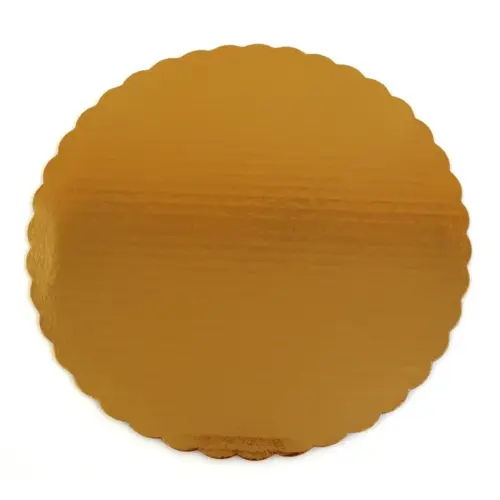Cake Board 12 IN Corrugated Paperboard Gold Round Scalloped Single Wall - pack of 100 Cake Board 12 IN Corrugated Paperboard Gold Round Scalloped Single Wall - pack of 100