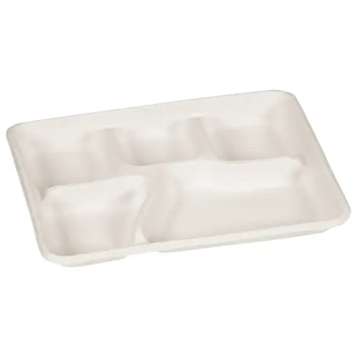 Savaday Cafeteria & School Lunch Tray 8X10X1 IN 5 Compartment Molded Fiber White Individually Wrapped - pack of 240 Savaday Cafeteria & School Lunch Tray 8X10X1 IN 5 Compartment Molded Fiber White Individually Wrapped - pack of 240