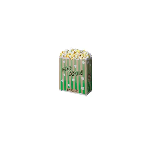 Bagcraft Popcorn Bag 7.5X3.5X9.25 IN Paper Poly Blend Green Stripe - pack of 500 Bagcraft Popcorn Bag 7.5X3.5X9.25 IN Paper Poly Blend Green Stripe - pack of 500