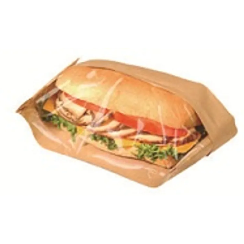 Novolex 300090 Bagcraft Dubl View ToGo! Hoagie & Sub Bag 4.25X2.75X11.75 IN Wax Coated Paper PP Kraft With Window - pack of 500