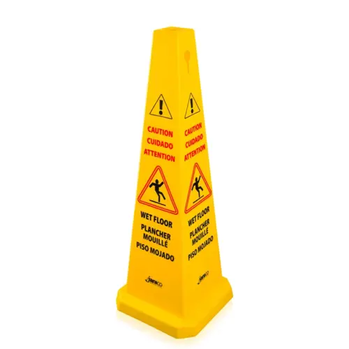Safety Cone 36 IN Caution Wet Floor Yellow Plastic Multilingual Safety Cone 36 IN Caution Wet Floor Yellow Plastic Multilingual