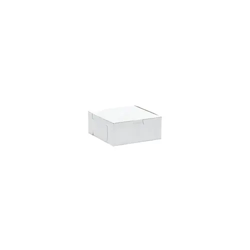 Easy Lock Cake Box 6X6X2.5 IN SUS Paperboard CRB White Square Lock Corner 1-Piece - pack of 250 Easy Lock Cake Box 6X6X2.5 IN SUS Paperboard CRB White Square Lock Corner 1-Piece - pack of 250
