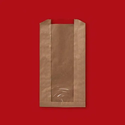 Sandwich Bag 5.5X2X10 IN Kraft Paper PET Kraft Gusset With Window - pack of 1000 Sandwich Bag 5.5X2X10 IN Kraft Paper PET Kraft Gusset With Window - pack of 1000