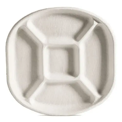 Savaday Cafeteria & School Lunch Tray 6X9 IN 5 Compartment Molded Fiber Kraft Round - pack of 250 Savaday Cafeteria & School Lunch Tray 6X9 IN 5 Compartment Molded Fiber Kraft Round - pack of 250