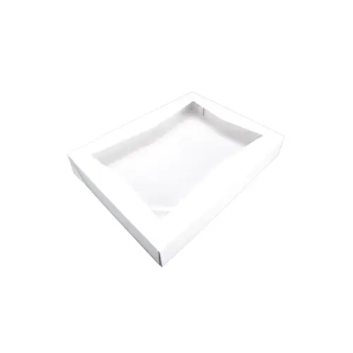 Bakery Box 16X12X2.25 IN SBS Paperboard White Rectangle 6 Corner Beers With Window - pack of 100 Bakery Box 16X12X2.25 IN SBS Paperboard White Rectangle 6 Corner Beers With Window - pack of 100