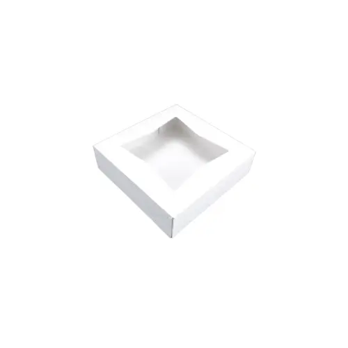 Bakery Box 9X9X2.5 IN White Auto-Lock Bottom With Window - pack of 200 Bakery Box 9X9X2.5 IN White Auto-Lock Bottom With Window - pack of 200